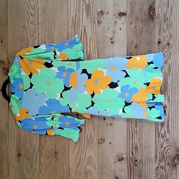 Topshop Size 4 Green and Blue Floral wrap Dress - Picture 7 of 8